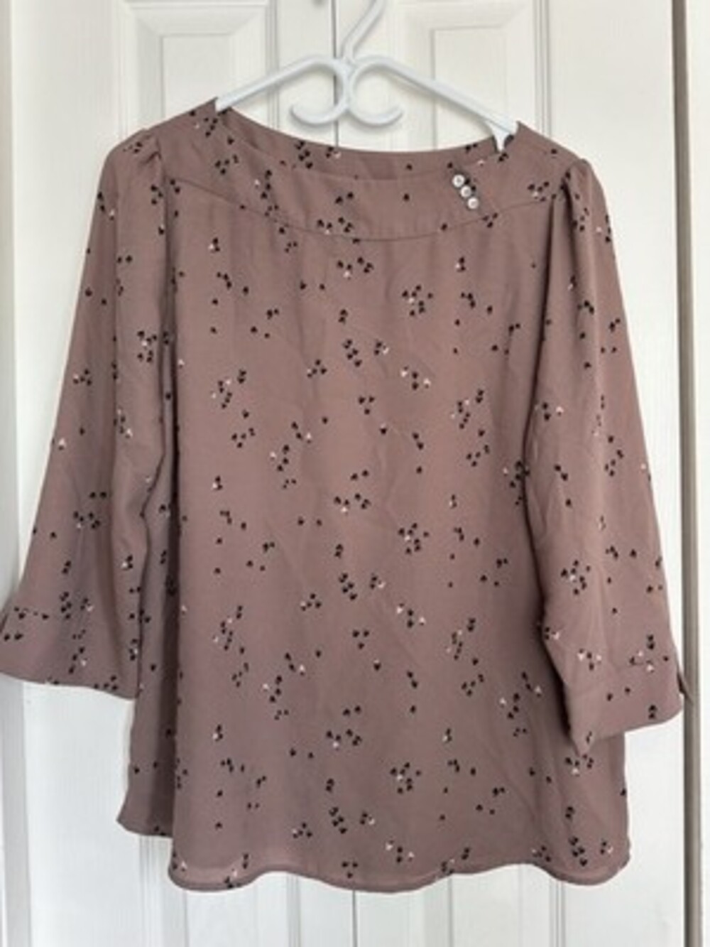 Reitmans Mauve Heart Print Boatneck Blouse #25
